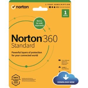 Norton 360 Standard, Antivirus Software for 1 Device, 1-year Subscription, Includes Secure VPN, Password Manager and 10GB of Cloud Storage, PC/Mac/iOS/Android, Activation Code by email - ESD