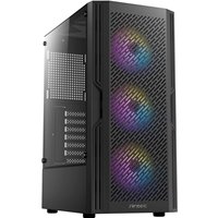 Antec AX20 Case, Black, Mid Tower, 1 x USB 3.0 / 2 x USB 2.0, Tempered Glass Side Window Panel, Slanted Bar & Mesh Design for Massive Airflow, 3 x Pre-Installed RGB LED Fans, ATX, Micro ATX, Mini-ITX Compatible
