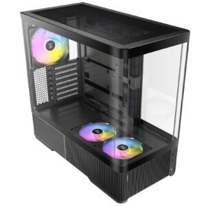 Antec Constellation C6 Curve ARGB Mid Tower Gaming PC Case, 3-Sided Curved Tempered Glass, 3 Pre-Installed ARGB PWM Fans, USB-C 10Gbps, 360mm Radiator Support, ATX/Micro-ATX/ITX, Black