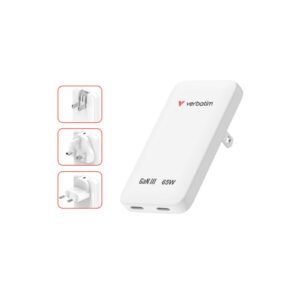 Verbatim Essentials Slim GaN Charger, 65W 2 x USB-C Ports White