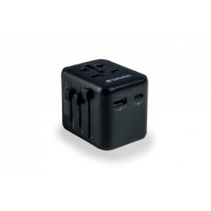 Verbatim UTA-02 Universal Travel Adapter with 1 x USB-C PD 20W / 1 x USB-A QC 3.0