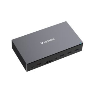 Verbatim USB-C PRO Docking Station 17 Port CDS-17, Supports Triple HDMI Outputs (up to 8K Resolution), Dual DisplayPorts, Gigabit Ethernet, SD/microSD Card Reader, Multi-Device USB 3.2 Data Transferring