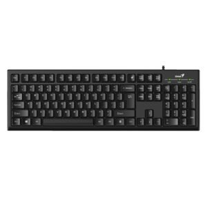 Genius KB-100 Wired Smart Keyboard, USB Plug and Play, Customizable Function Keys, Multimedia, Full Size UK Layout Design for Home or Office, Black