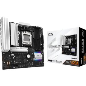 ASRock A620AM PRO RS AMD AM5 Socket Motherboard, Micro-ATX, 4x DDR5 Slots, 3x M.2 Sockets, 2.5GbE LAN, 1x HDMI Port / 1x DisplayPort