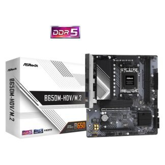 ASRock B650M-HDV/M.2 AMD AM5 Socket Motherboard, Micro-ATX, 2x DDR5 Slots, 2x M.2 Sockets, Fitted I/O Shield, 2.5GbE LAN, 1x DisplayPort / 1x HDMI Port