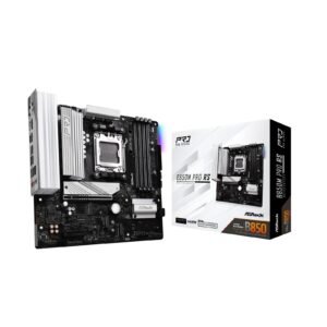 ASRock B850M Pro RS AMD AM5 Socket Motherboard, Micro-ATX, 4x DDR5 Slots, 3x M.2 Sockets, Fitted I/O Shield, 2.5GbE LAN, 1x DisplayPort / 1x HDMI Port