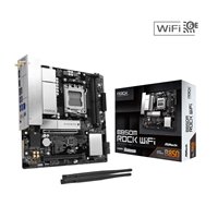 ASRock B850M Rock WiFi AMD AM5 Socket Motherboard, Micro-ATX, 2x DDR5 Slots, 2x M.2 Sockets, Fitted I/O Shield, 2.5GbE LAN, Wi-Fi 6E, 1x DisplayPort / 1x HDMI Port