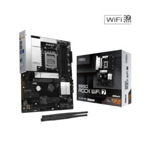 ASRock B850 Rock WiFi 7 AMD AM5 Socket Motherboard, ATX, 4x DDR5 Slots, 2x M.2 Sockets, Fitted I/O Shield, 2.5GbE LAN, Wi-Fi 7, 1x HDMI Port