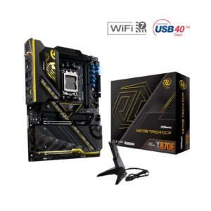ASRock X870E TAICHI OCF AMD AM5 Socket Motherboard, ATX, 2x DDR5 Slots, 6x M.2 Sockets, Fitted I/O Shield, 5GbE LAN, Wi-Fi 7, 1x HDMI Port