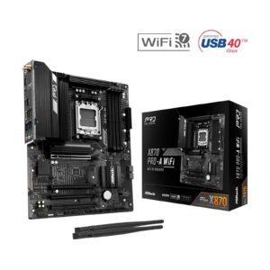 ASRock X870 Pro-A WiFi AMD AM5 Socket Motherboard, ATX, 4x DDR5 Slots, 3x M.2 Sockets, 2.5GbE LAN, Wi-Fi 7, 1x HDMI Port / 2x USB-C (USB4)
