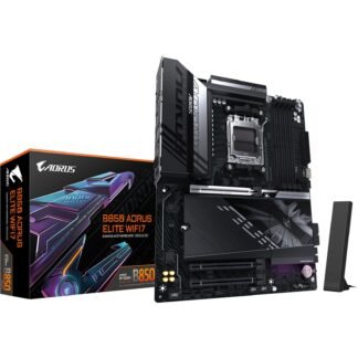 Gigabyte B850 AORUS ELITE WIFI7 AMD AM5 Socket Motherboard, ATX, 4x DDR5 Slots, 3x M.2 Sockets, Fitted I/O Shield, 2.5GbE LAN, Wi-Fi 7, 1x DisplayPort / 1x HDMI Port