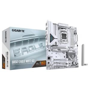 Gigabyte B850 EAGLE WIFI7 ICE AMD AM5 Socket Motherboard, ATX, 4x DDR5 Slots, 3x M.2 Sockets, Fitted I/O Shield, 2.5GbE LAN, Wi-Fi 7, 1x DisplayPort / 1x HDMI Port