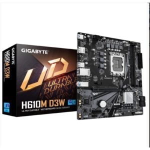 Gigabyte H610M D3W (Rev. 1.1) Intel 1700 Socket Motherboard, Micro-ATX, 2x DDR5 Slots, 1x M.2 Socket, GbE LAN, 1x DisplayPort / 1x HDMI Port