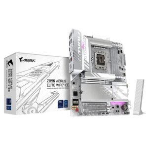 Gigabyte Z890 AORUS ELITE WIFI7 ICE Intel 1851 Socket Motherboard, ATX, 4x DDR5 Slots, 4x M.2 Sockets, Fitted I/O Shield, 2.5GbE LAN, Wi-Fi 7, 1x DisplayPort / 1x USB-C (USB4)