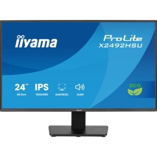 iiyama ProLite monitor X2492HSU-B1 24-Inch, Full HD, IPS, 120Hz, Black, 4-side slim bezel and B energy class, HDMI, Display Port, USB Hub