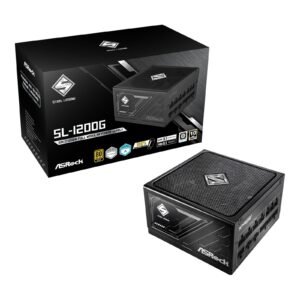 ASRock Steel Legend SL-1000G 1000W ATX Power Supply Unit, 80 Plus Gold Certified, 120mm Silent Cooling Fan, High Efficiency PSU
