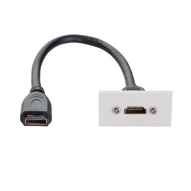 0.3m AV Snap-In HDMI Module 25 x 50mm - Socket to Socket - White