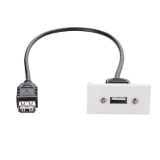 0.35m AV Snap-In USB 2 Type A Module 25 x 50mm - Socket to Socket - White