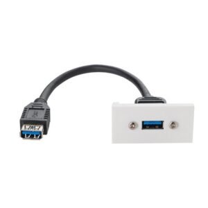 0.2m AV Snap-In USB 3 Type A Module 25 x 50mm - Socket to Socket - White