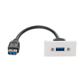 0.2m AV Snap-In USB 3 Type A Module 25 x 50mm - Socket to Socket - White