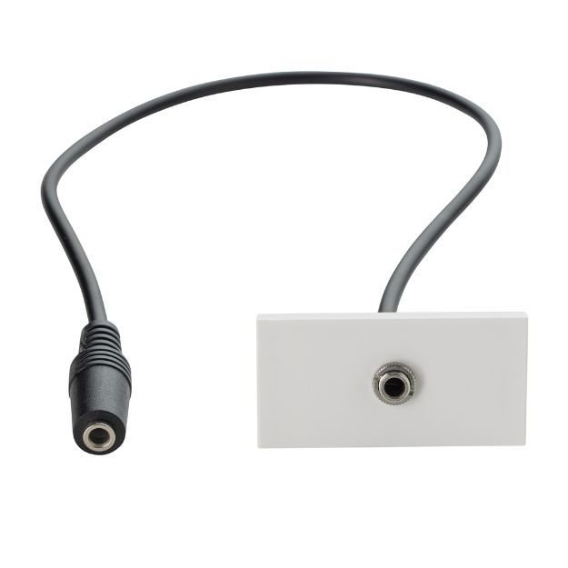 0.4m AV Snap-In 3.5mm Module 25 x 50mm - Socket to Socket - White