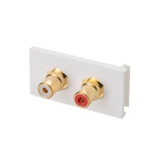 AV Snap-In 2 x RCA/Phono Module 25 x 50mm - Socket to Socket - White