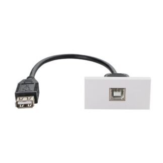 0.2m AV Snap-In USB 2 Type B Module 25 x 50mm - Socket to Socket - White