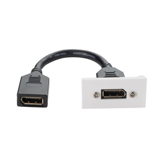 0.2m AV Snap-In DisplayPort Module 25 x 50mm - Socket to Socket - White