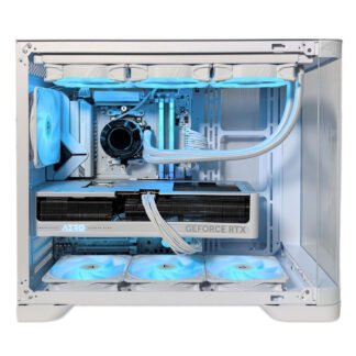 AMD Ryzen 7 5.00GHz RTX 5070Ti Pure White Performance Gaming PC with Curved Glass Chassis, 32GB RGB DDR5, 2TB NVMe, 360mm RGB Liquid Cooler & Windows 11 Home