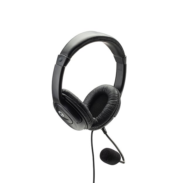 HP512 Stereo PC On-Ear Headset with Boom Mic and Volume Control - Black