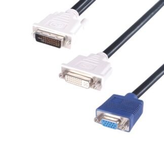 DVI to VGA Monitor Splitter Cable - DVI-I Male to DVI-D and VGA Females