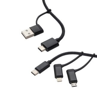 1m 3 in 1 Charge and Sync Cable Type C/A to Type C/B Micro/8 pin iOS - Male to Male