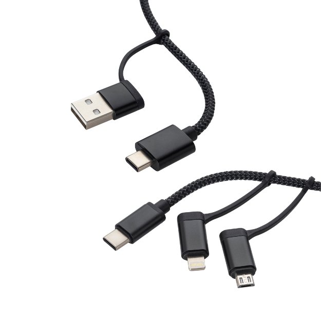 1m 3 in 1 Charge and Sync Cable Type C/A to Type C/B Micro/8 pin iOS - Male to Male