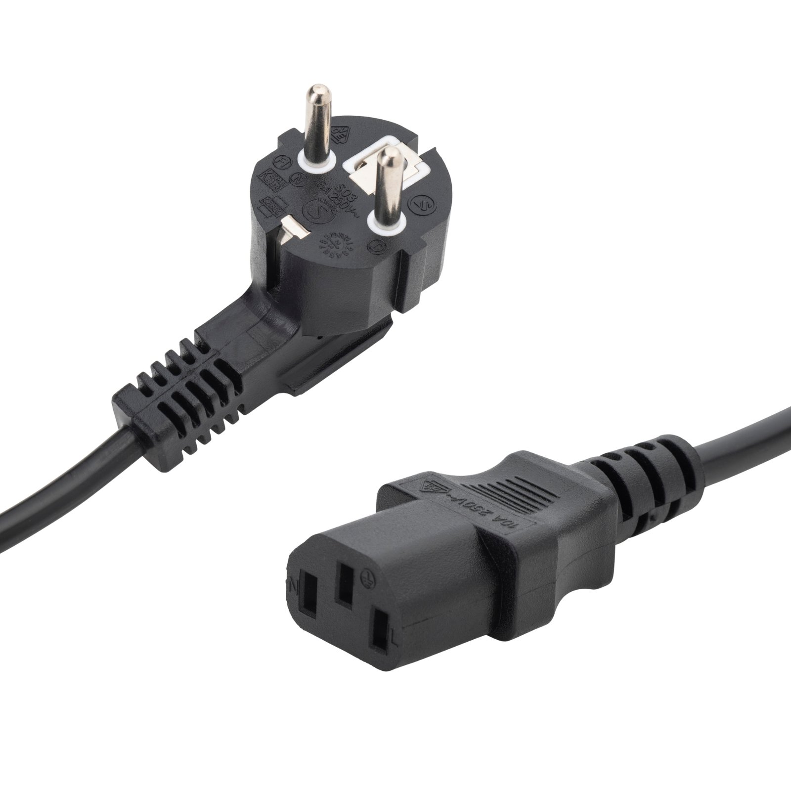 2m European Mains Power Cable - Schuko Plug to C13 Socket