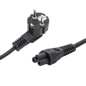 2m European Mains Power Cable - Schuko Plug to C5 (Cloverleaf) Socket