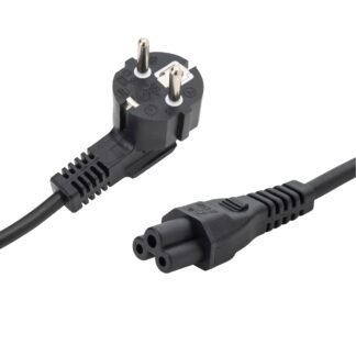 2m European Mains Power Cable - Schuko Plug to C5 (Cloverleaf) Socket
