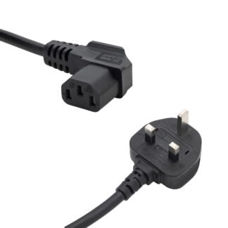 2m UK Mains Power Cable - UK Plug to Right Angled C13 Socket