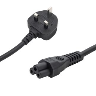 3m UK Mains Power Cable - UK Plug to C5 (Cloverleaf) Socket