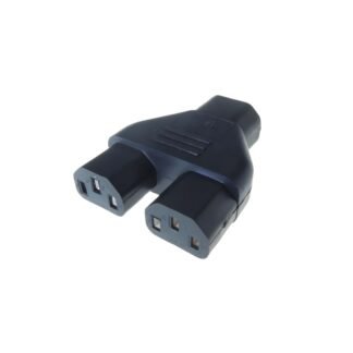 Mains Power Splitter Adapter - C14 Plug to 2 x C13 Sockets