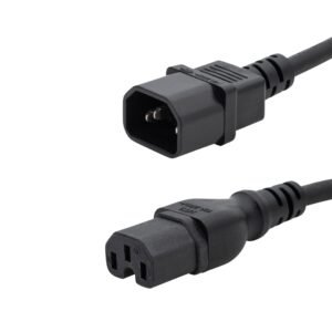 3m Mains Extension Hot Rated Power Cable - C14 Plug to C15 Socket