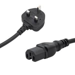 2m UK Mains Hot Rated Power Cable - UK Plug to C15 Socket