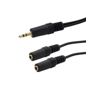 0.15m 3.5mm Stereo Jack Audio Splitter Cable - Male to 2 x Female - Gold Connectors