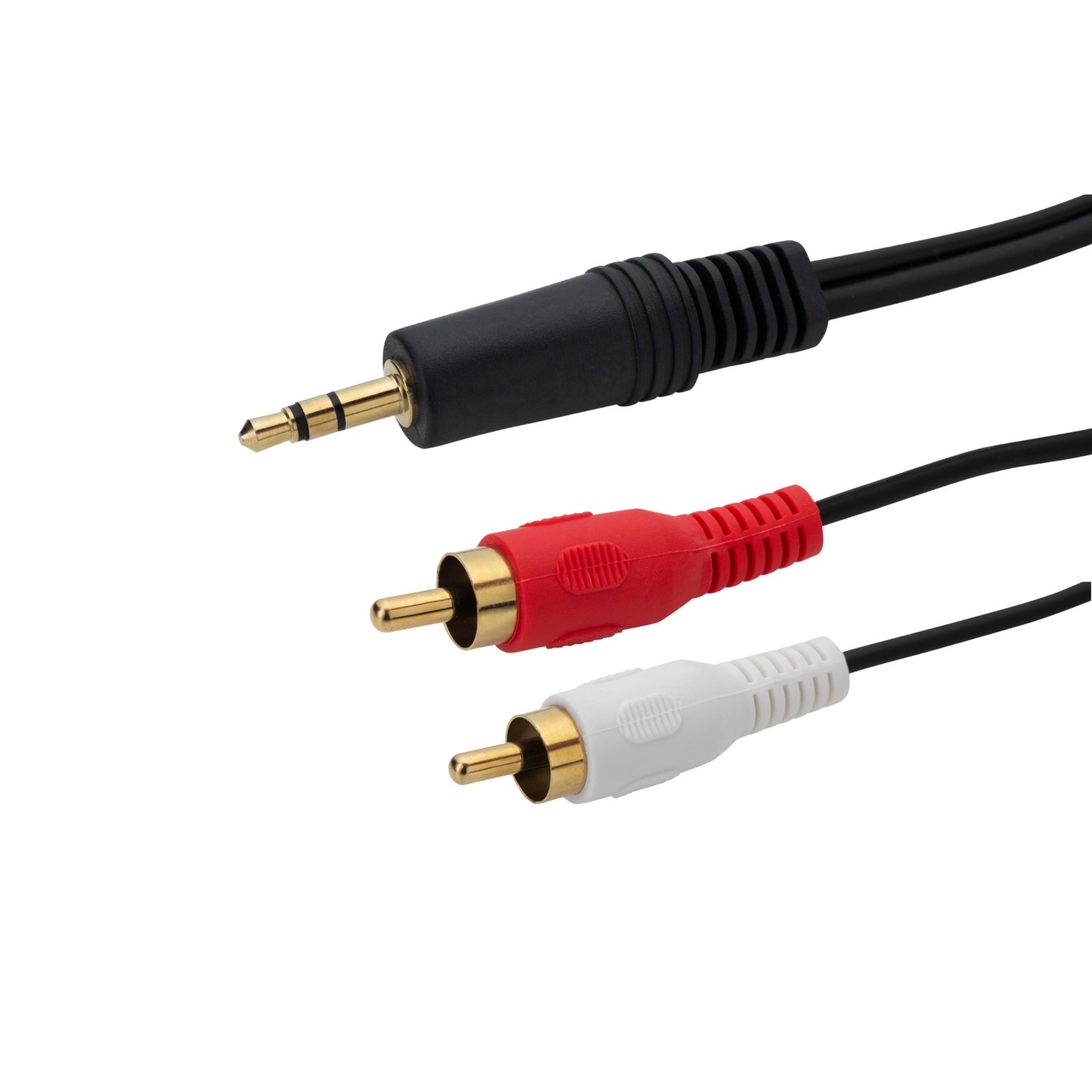 15m 3.5mm Stereo to 2 x RCA/Phono Audio Cable - Male to Male - Gold Connectors