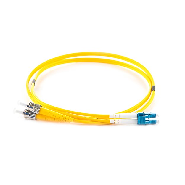 1m Duplex Fibre Optic Single-Mode Cable OS2 9/125 Micron LC to ST - Yellow