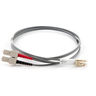 10m Duplex Fibre Optic Multi-Mode Cable OM1 62.5/125 Micron LC to SC Grey - RUGGEDISED