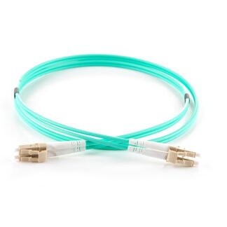 1m Duplex Fibre Optic Multi-Mode Cable OM3 50/125 Micron LC to LC - Aqua
