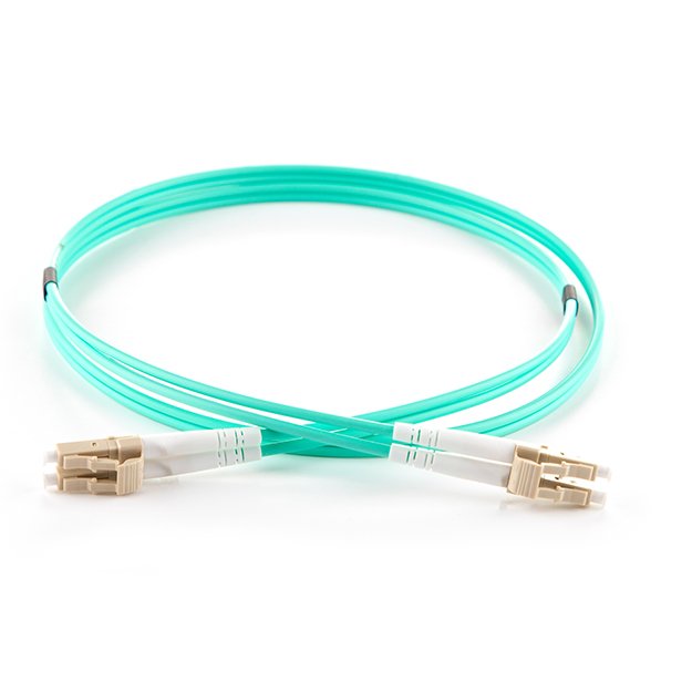 1m Duplex Fibre Optic Multi-Mode Cable OM3 50/125 Micron LC to LC - Aqua