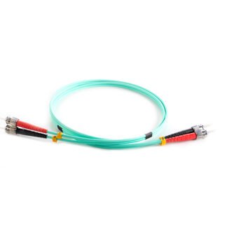 1m Duplex Fibre Optic Multi-Mode Cable OM3 50/125 Micron ST to ST - Aqua