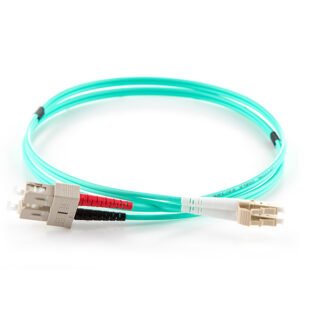 2m Duplex Fibre Optic Multi-Mode Cable OM3 50/125 Micron LC to SC - Aqua