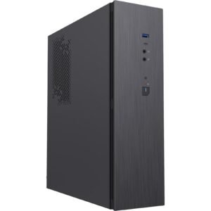 CiT S8i SFF Micro-ATX PC Case - 8.3L Compact Desktop Chassis, Brushed Front, 1 x 80mm Fan, 2 x USB 3.0, TFX PSU Support, Black
